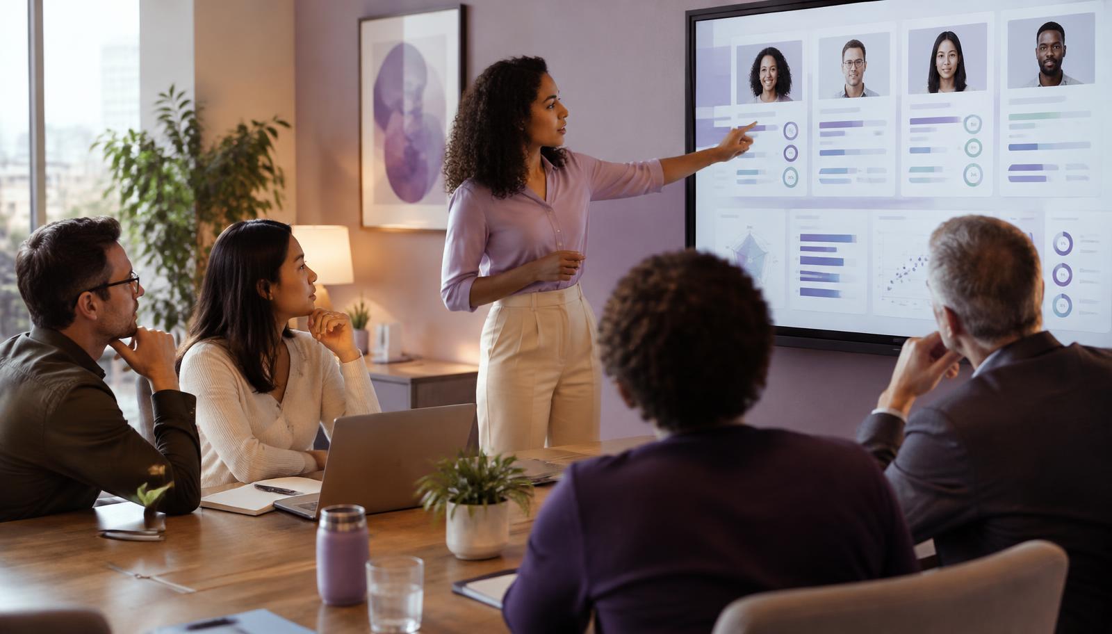 A hiring team reviewing candidate evidence together